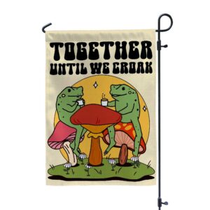 Amare Box Frog Flag, Funny Retro Frog Together Until We Croak Flag, Funny Frog Tea Comic Flag