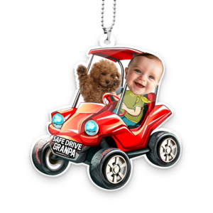 Amare Box Personalized Car Photo Ornament, Funny Buggy Car, Drive Safe Daddy, Acrylic Hanger Gift Idea For Husband, New Father Gift